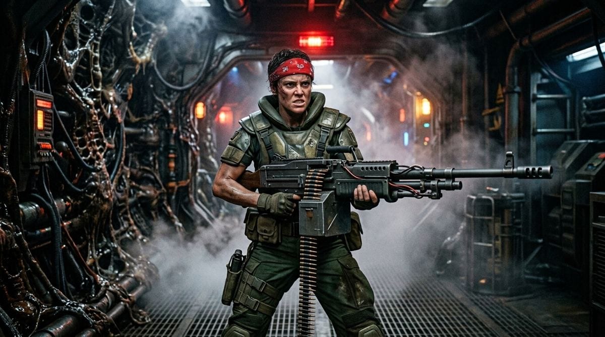 aliens fireteam elite opiniones, marina con ametralladora pesada
